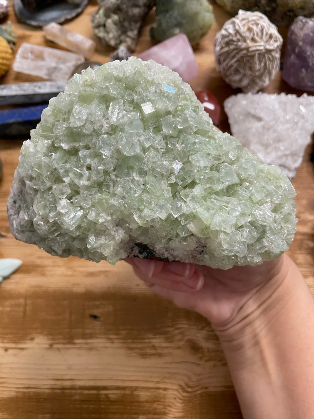Incredible green Apophylite cluster self stands